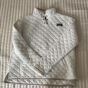 Gray Quilted Pullover with Button Collar